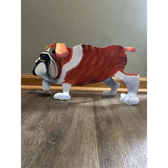Vintage Bella Casa by Ganz Metal Art Bulldog Stand Up Decor New Old Stock 16” - Picture 1 of 9